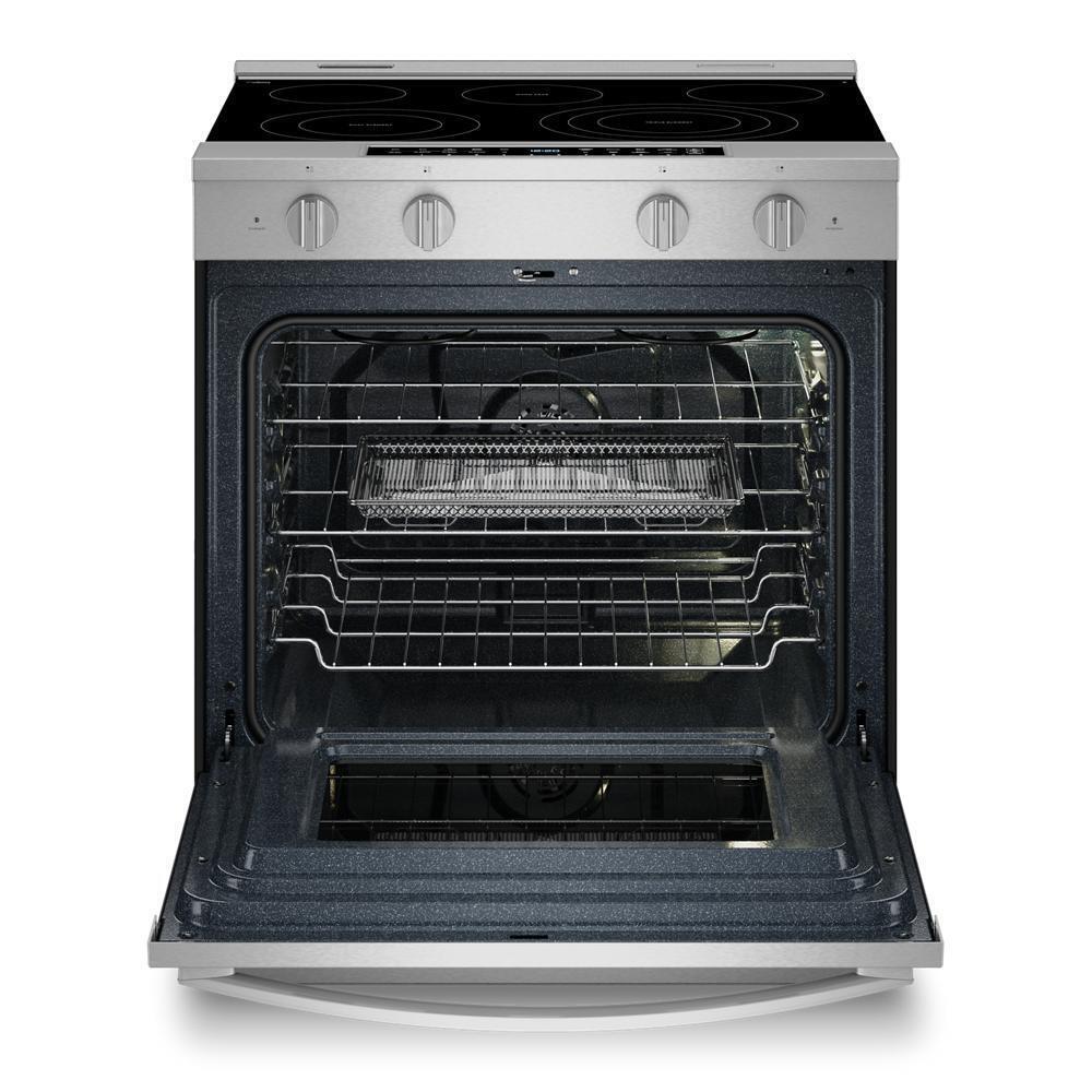 Whirlpool WSES7530RZ 30-inch Smart Slide in Electric Range with Air Cooking Technology, No Preheat Air Fry, WipeClean™ Coating, Steam/Self Clean and High Speed Preheat