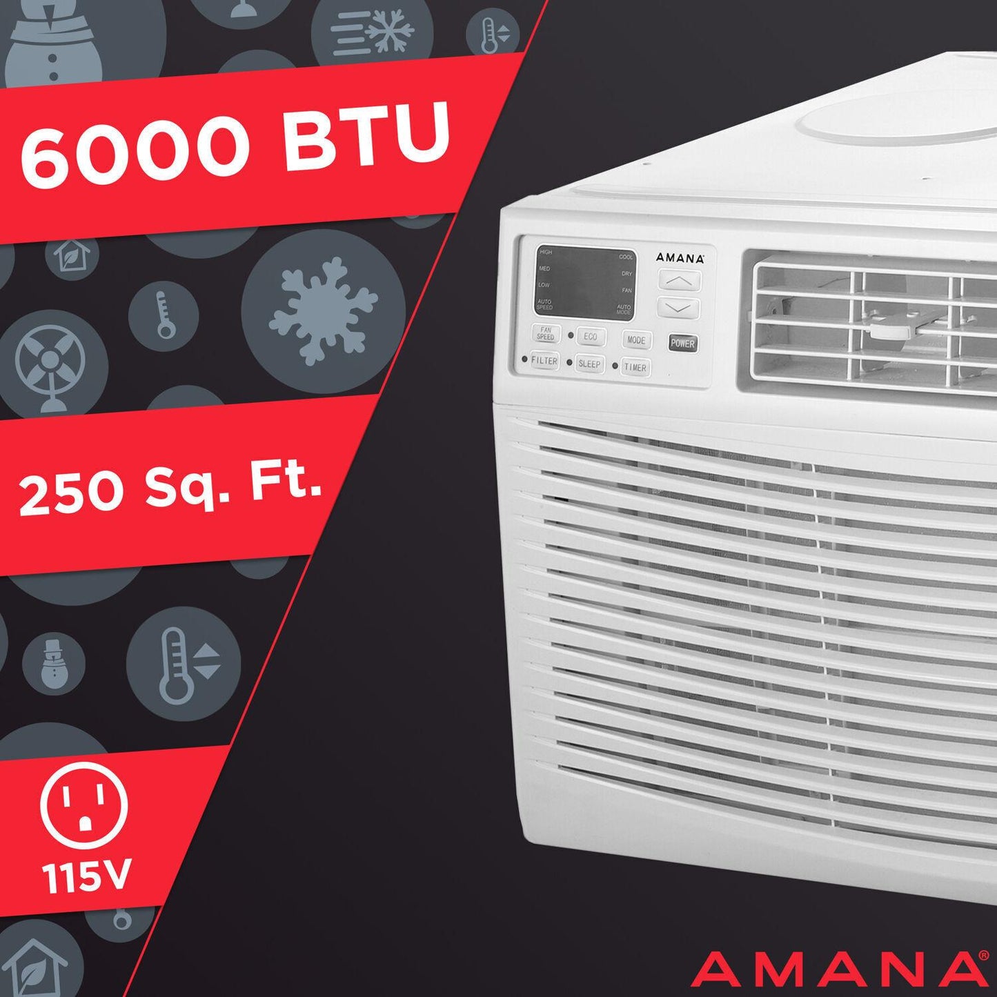 6,000 BTU 115V Window-Mounted Air Conditioner with Remote Control