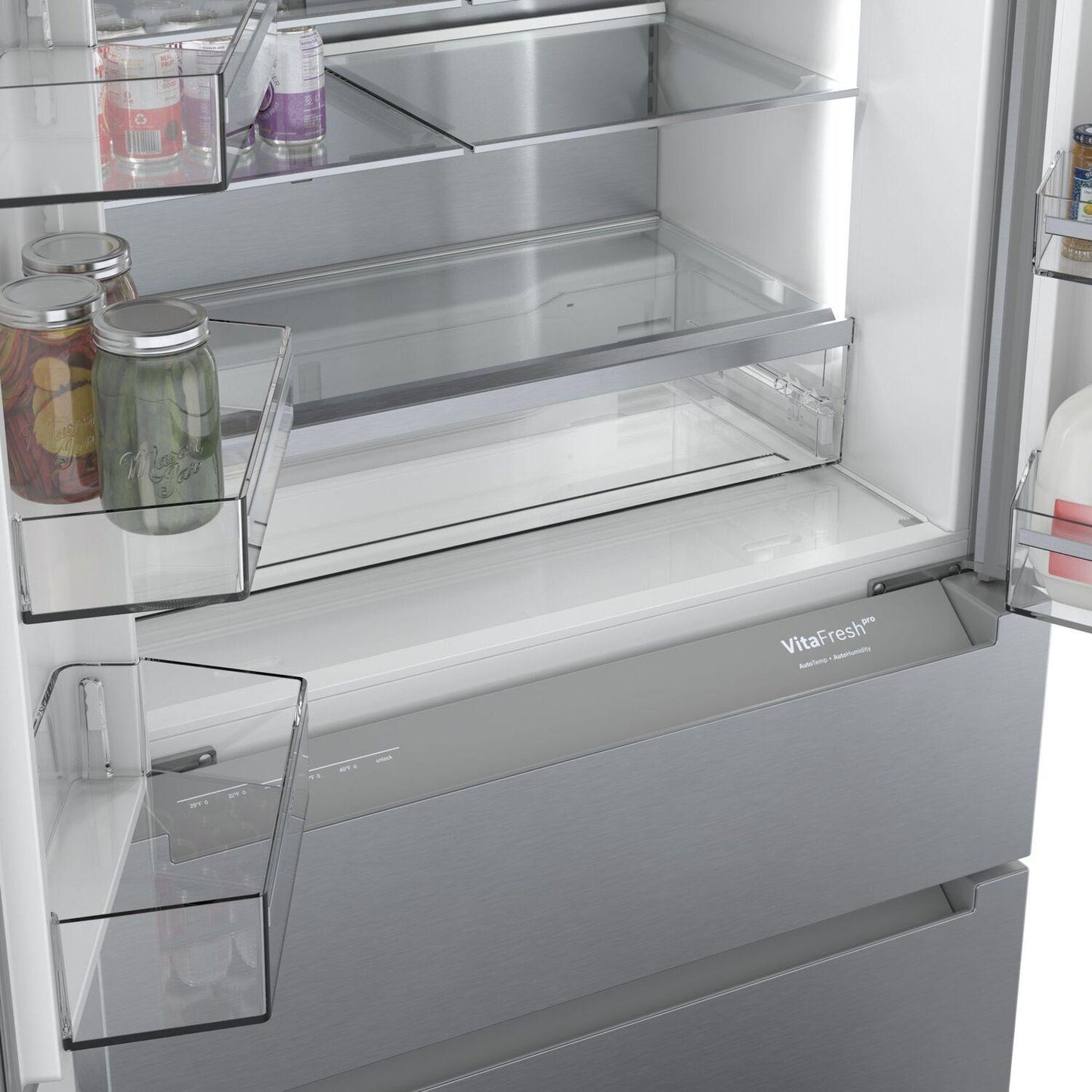 Bosch B36CL80ENS 800 Series, French Door Bottom freezer, multi door, 36'', Brushed steel (with anti-fingerprint)