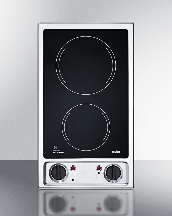 Summit CR2B120 12" Wide 115v 2-burner Radiant Cooktop