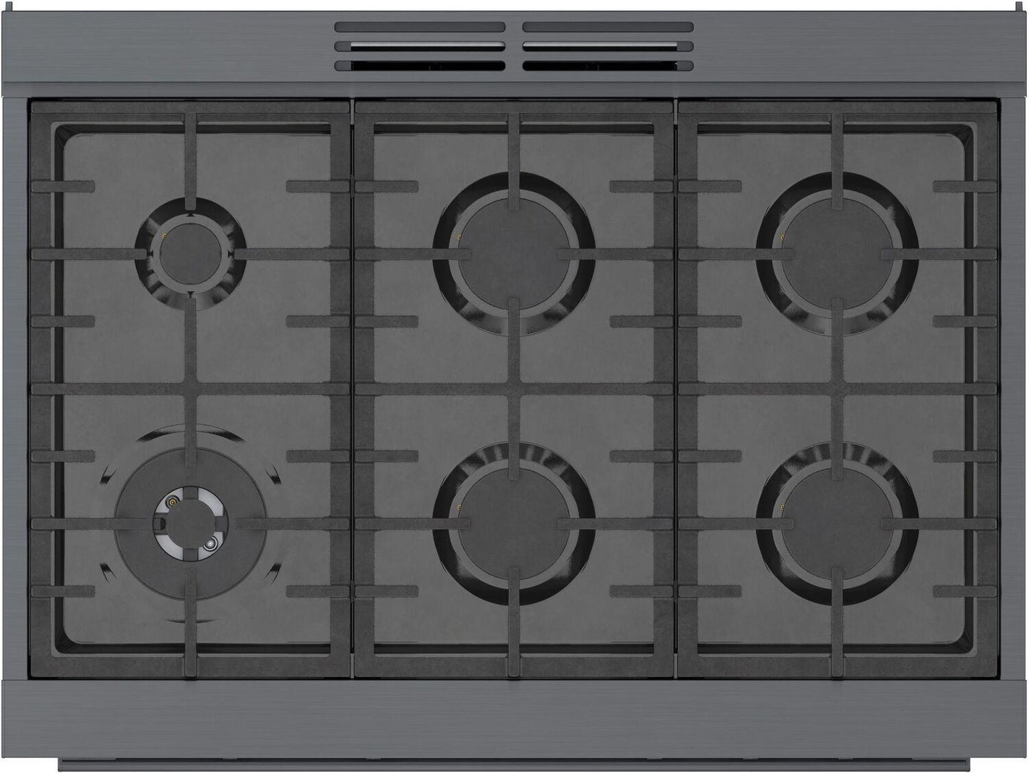 Bosch HDS8645U 800 Series, Dual fuel freestanding range, 36'', Black stainless steel