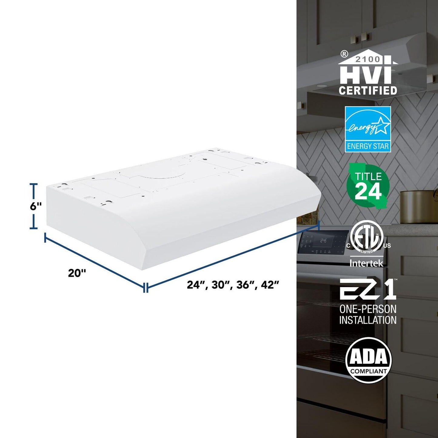 MTR1303WW Broan-NuTone 30-Inch Under Cabinet Range Hood, ENERGY STAR, 350 Max Blower CFM, White