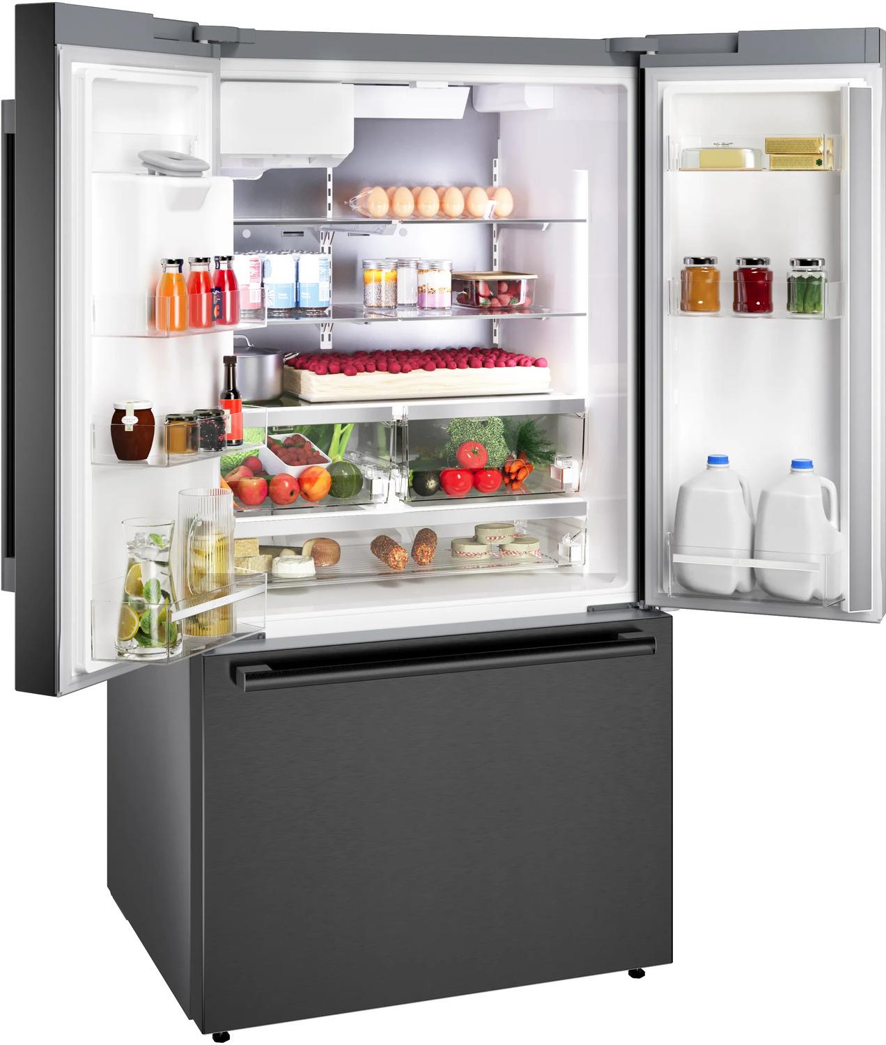 Bosch B36FD52SNB 500 Series, French Door Bottom freezer, multi door, 36'', Black inox-antifingerprint, Total No Frost
