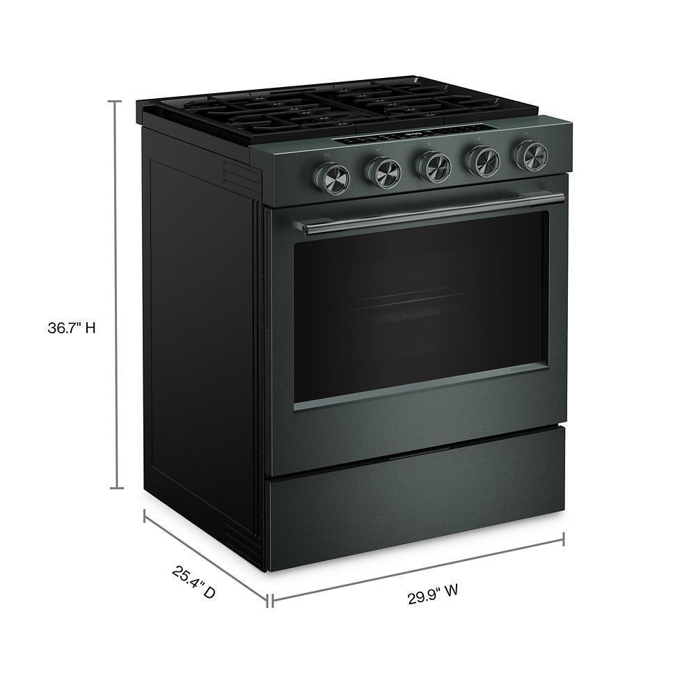 Kitchenaid KSGS530SJP 5.0 Cu. Ft. Smart Slide-in Gas Range with Convection Cooking Modes and 2-in-1 Burner