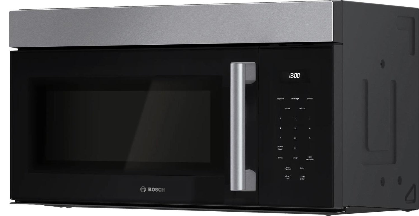 Bosch HMV1055U 100 Series, Over-The-Range Microwave, 30'', Door Hinge: left, Stainless steel