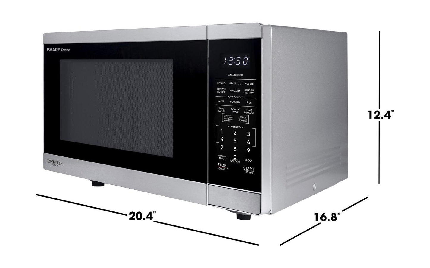 SMC1464KS Sharp 1.4 cu. ft. 1100W Stainless Steel Countertop Microwave Oven with Inverter Technology