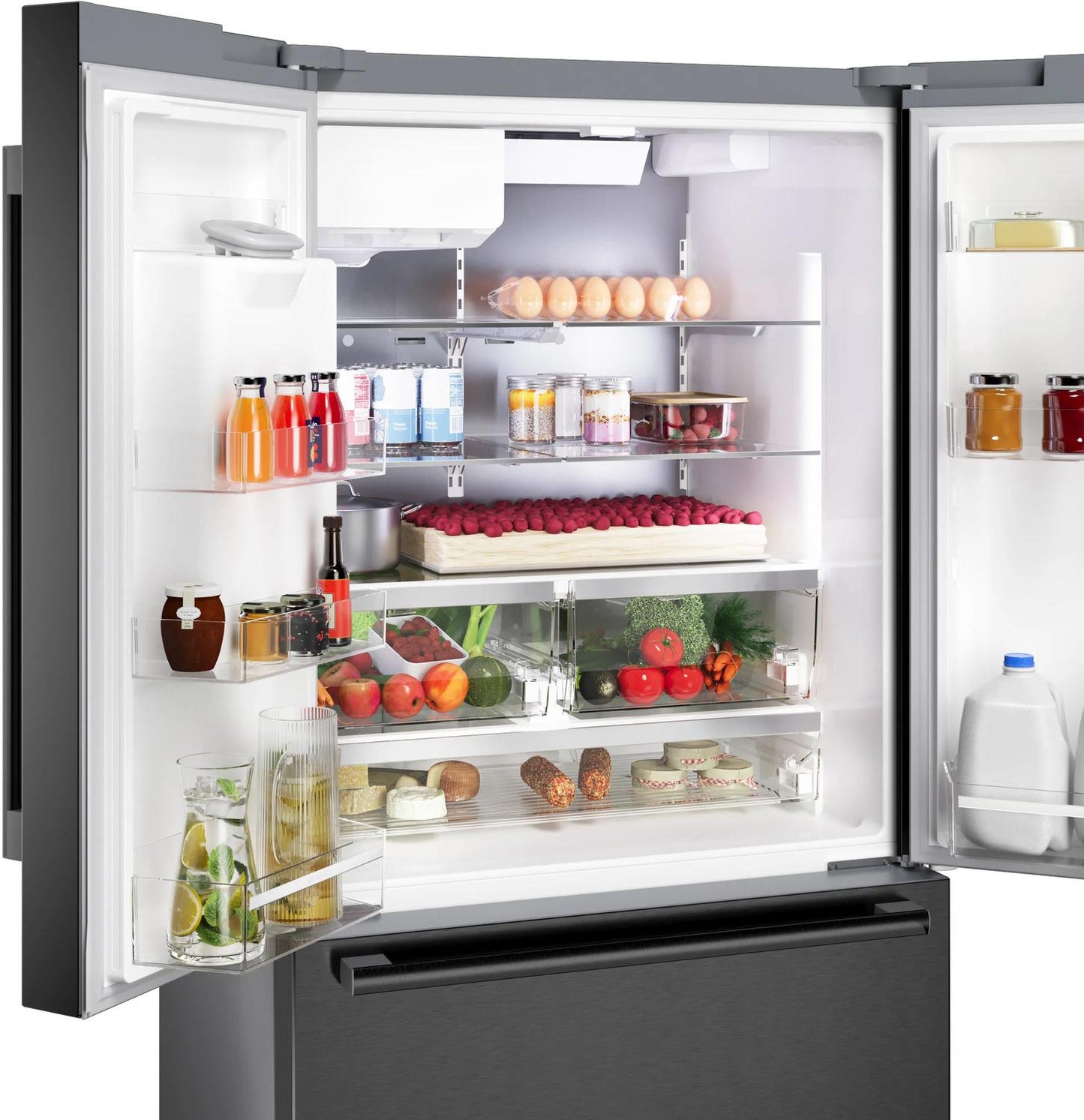 Bosch B36FD52SNB 500 Series, French Door Bottom freezer, multi door, 36'', Black inox-antifingerprint, Total No Frost