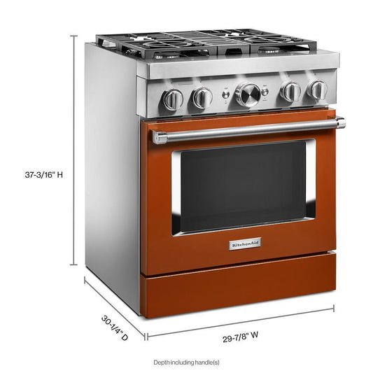 KFDC500JSC KitchenAid® 30'' Smart Commercial-Style Dual Fuel Range with 4 Burners