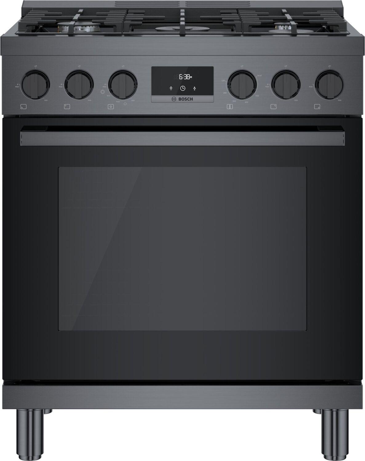 Bosch HGS8045UC 800 Series, Gas freestanding range, 30'', Black stainless steel