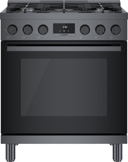Bosch HGS8045UC 800 Series, Gas freestanding range, 30'', Black stainless steel