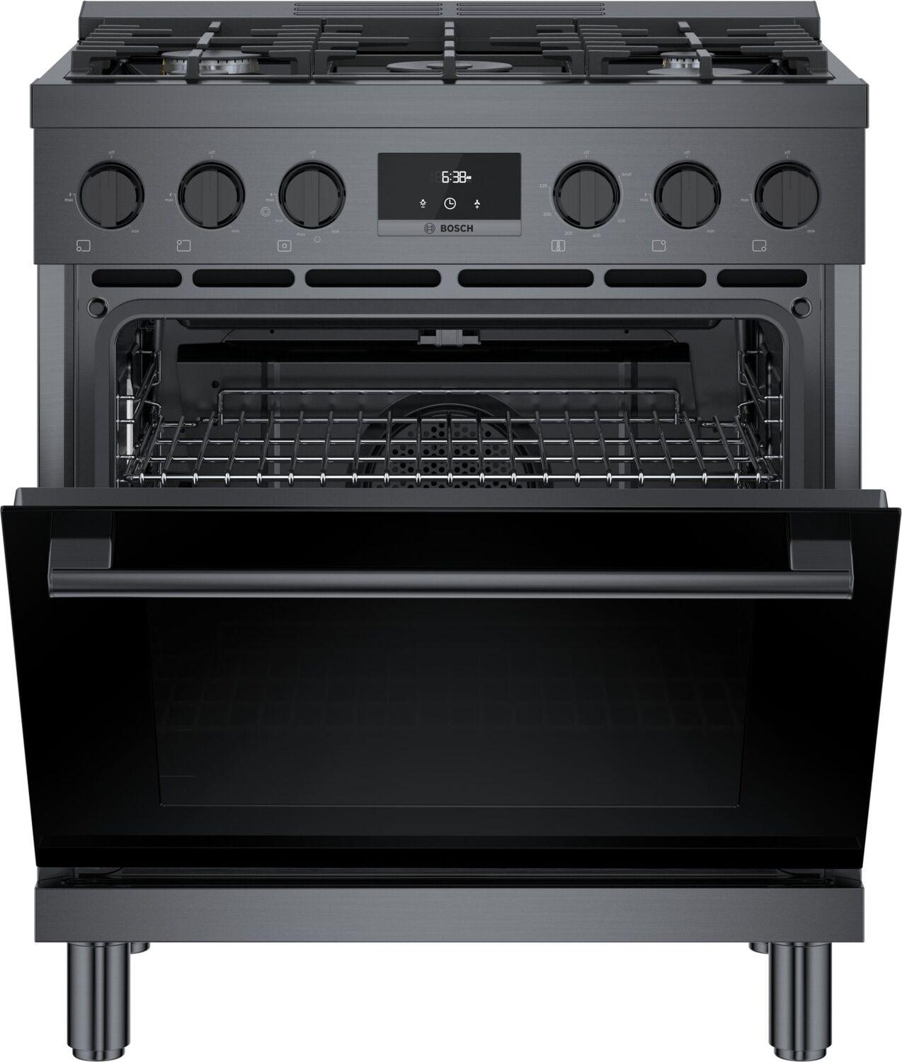 Bosch HGS8045UC 800 Series, Gas freestanding range, 30'', Black stainless steel