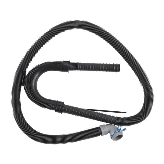 Maytag W11281268 6' Black flexible washer drain hose with elbow bracket, 1" inner diameter grey 90-degree coupler & metal clamp - 1 pack