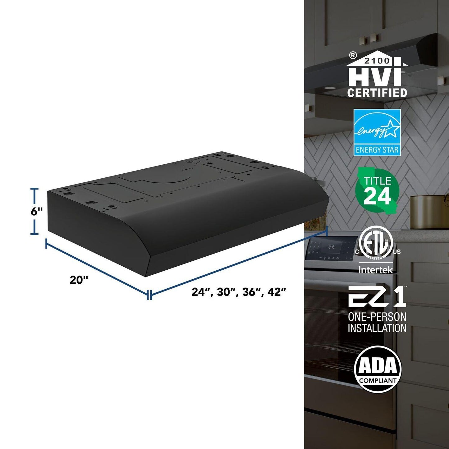 MTR1303BL Broan-NuTone 30-Inch Under Cabinet Range Hood, ENERGY STAR, 350 Max Blower CFM, Black