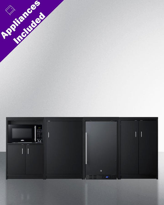 Summit CWSUITE85R 85" Wide Casework Suite With Refrigerator and Microwave, ADA Height