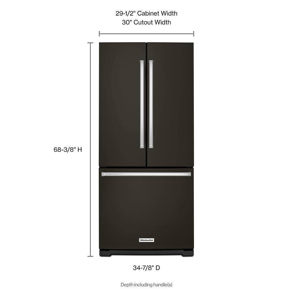 Kitchenaid KRFF300EBS 20 cu. Ft. 30-Inch Width Standard Depth French Door Refrigerator with Interior Dispense