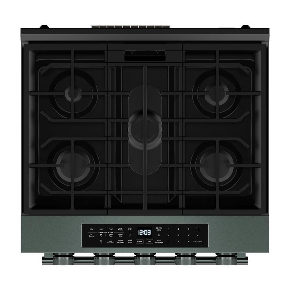 Kitchenaid KSGS530SJP 5.0 Cu. Ft. Smart Slide-in Gas Range with Convection Cooking Modes and 2-in-1 Burner