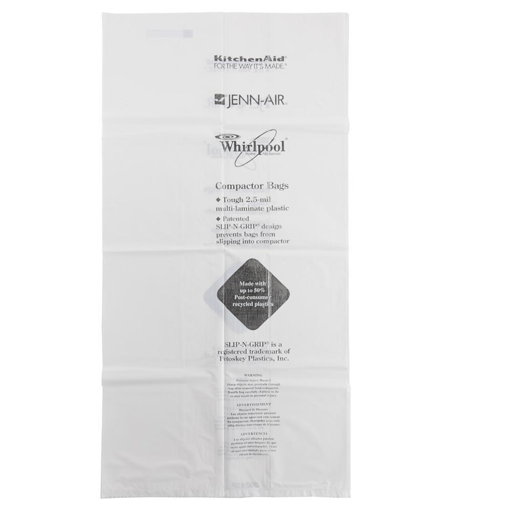 Maytag W10165295RP Heavy-Duty Plastic Compactor Bags (15-Pack) - White with Odor Remover for 15-IN Compactor Models