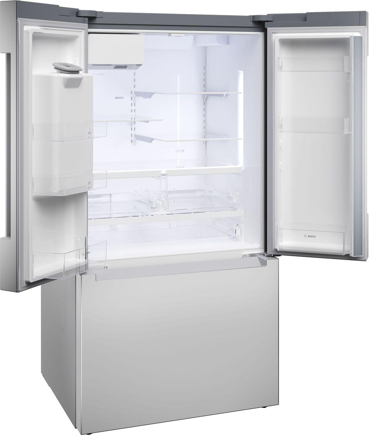 Bosch B36FD10ENS 100 Series, French Door Bottom freezer, multi door, 36'', Brushed steel (with anti-fingerprint), Total No Frost