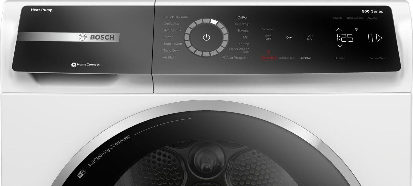 Bosch WQB245B0UC 500 Series, heat pump dryer, White