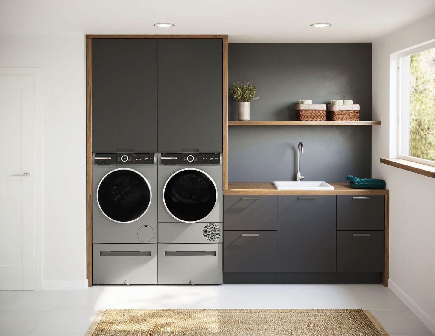 Bosch WGB246AXUC 800 Series, washing machine, frontloader fullsize, 1600 rpm, Silver inox