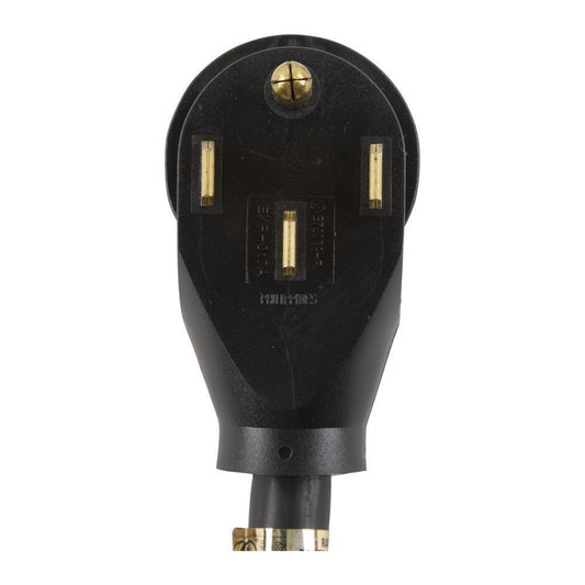 Whirlpool PT600 6' Electric Range Power Cord, rated 40 A, 4-wire 4-ring terminal connectors, and right-angle 4-prong plug