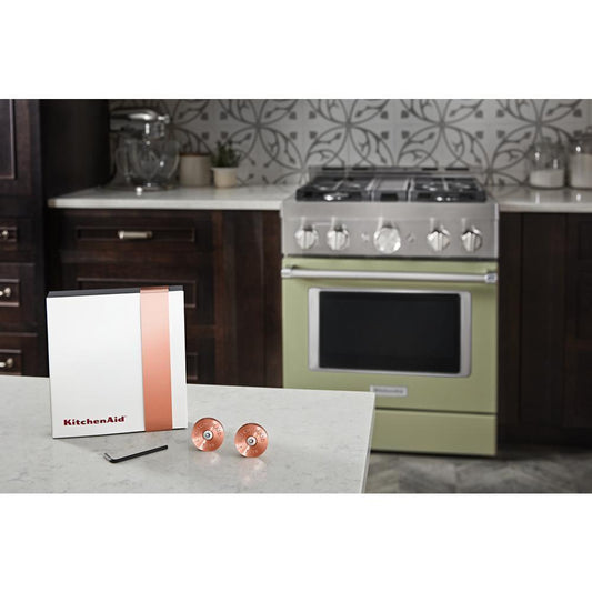 Whirlpool W11368841CF KitchenAid Commercial-Style Range Handle Medallion Kit - Copper (Includes Two Medallions, Screws, and One 1/8-IN Hex Wrench)