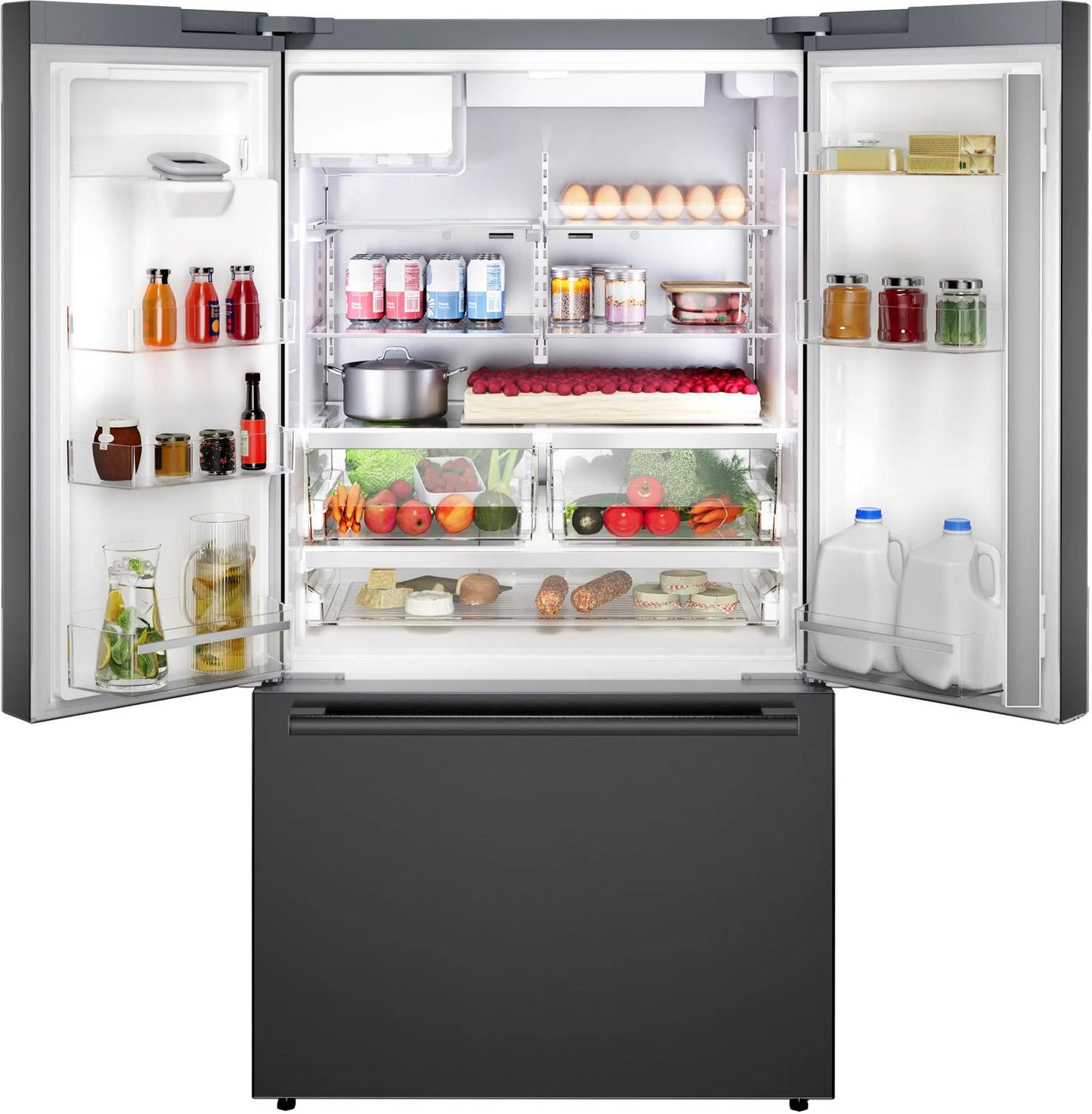 Bosch B36FD52SNB 500 Series, French Door Bottom freezer, multi door, 36'', Black inox-antifingerprint, Total No Frost