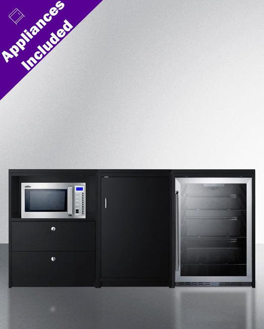 Summit CWSUITE74G 74" Wide Casework Suite With Beverage Center and Microwave, ADA Height