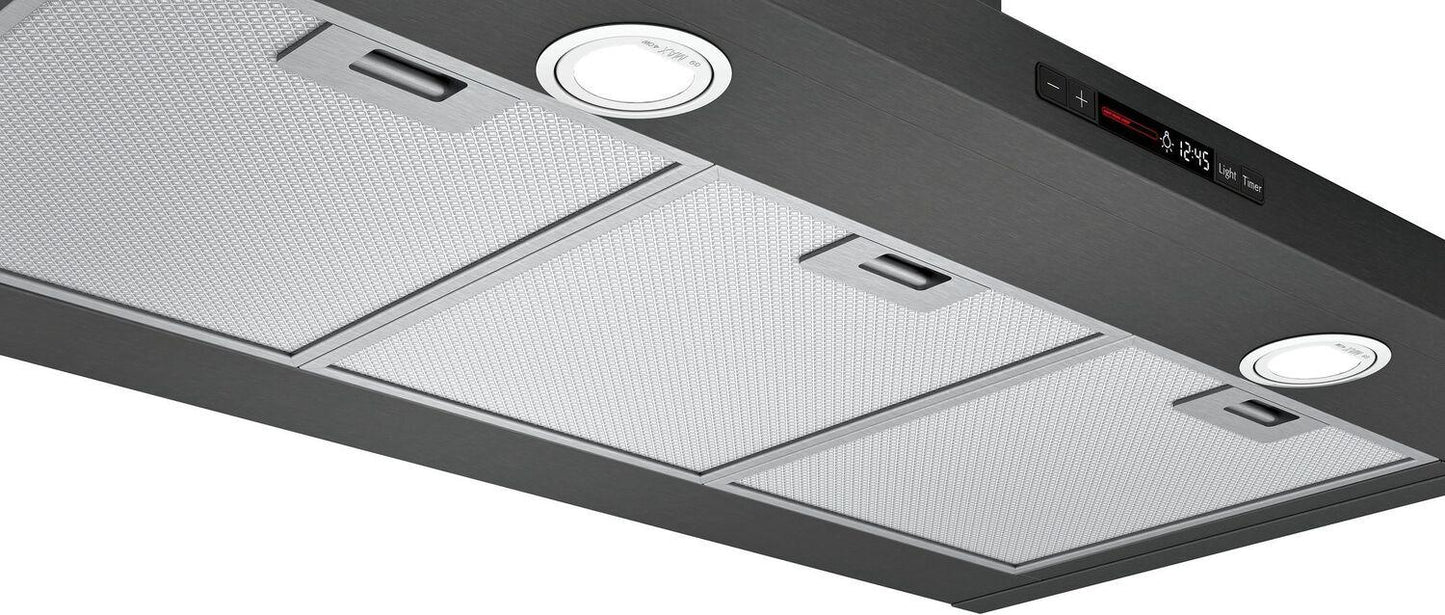 Bosch HCP86641UC 800 Series, wall-mounted cooker hood, 36'', Black stainless steel