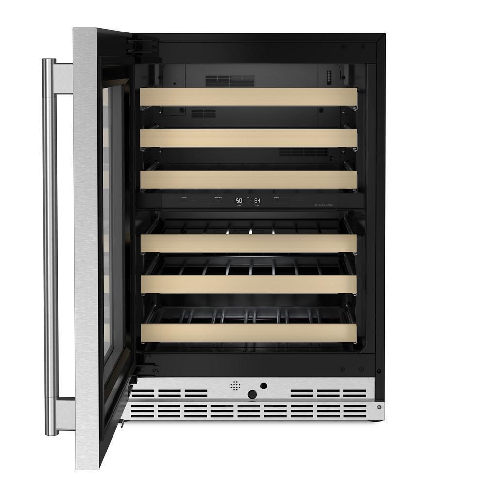 Kitchenaid KUWL524SPS 24" Undercounter Wine Cellar with Full-Extension Wood-Front Racks
