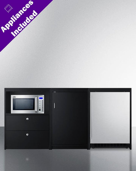 Summit CWSUITE74R 74" Wide Casework Suite With Refrigerator and Microwave, ADA Height