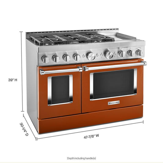KFGC558JSC KitchenAid® 48'' Smart Commercial-Style Gas Range with Griddle