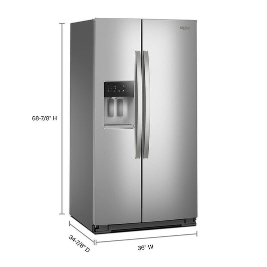 Whirlpool WRSF5536RZ 36-inch Standard Depth Side-by-Side Refrigerator with TruCool™ System