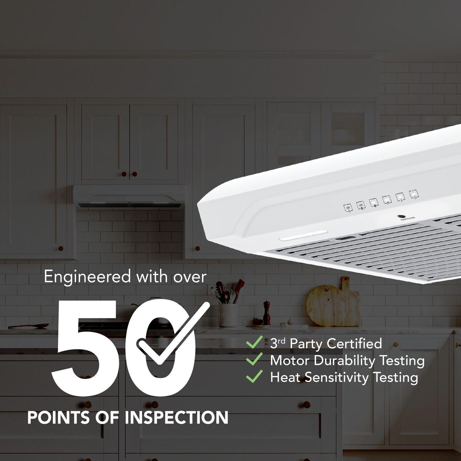 Broan ALT3304WW Alta 30-Inch 490 MAX Blower CFM 1.0 Sones White Range Hood