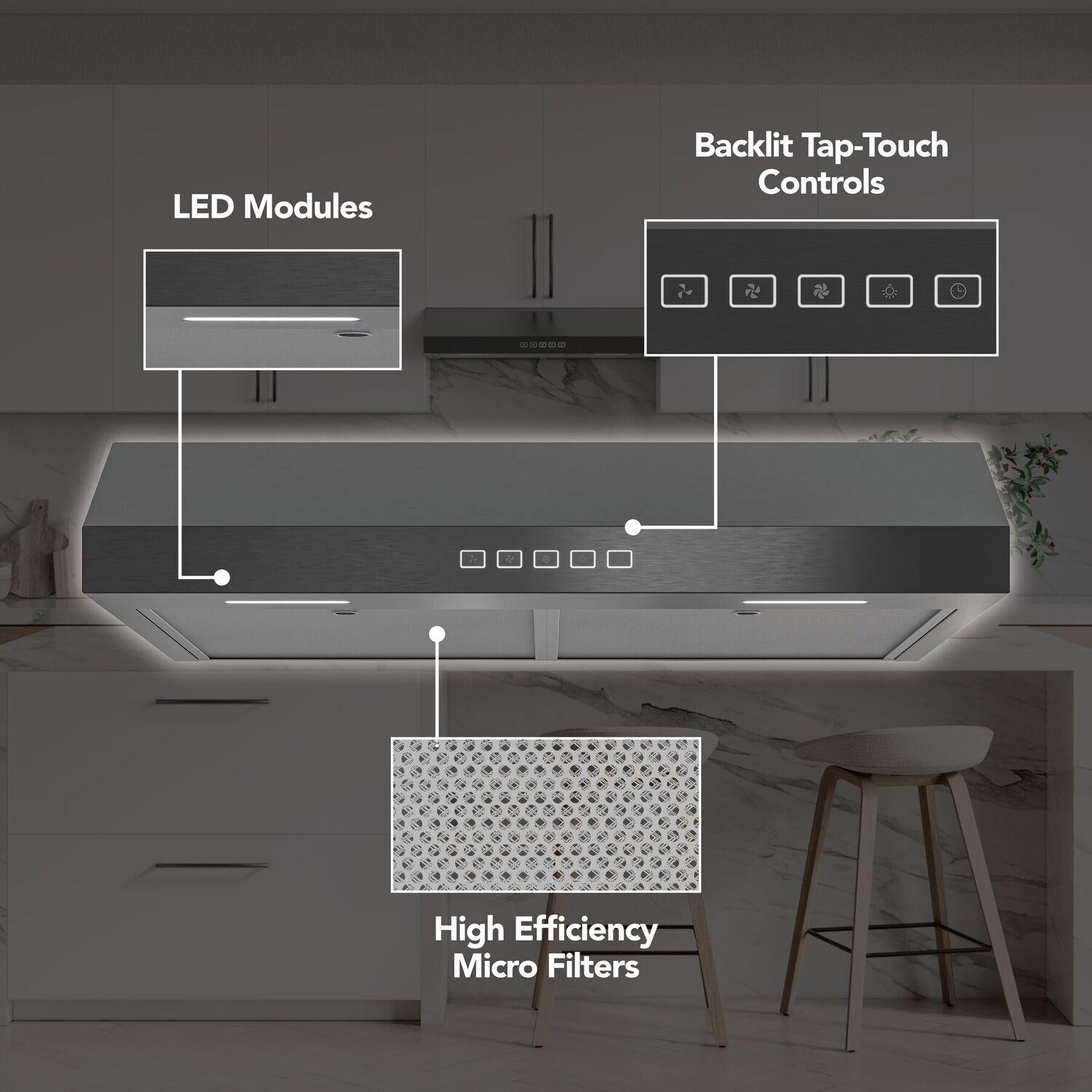 GLA2303BLS Broan-NuTone 30-Inch Under Cabinet Range Hood, ENERGY STAR, 350 Max Blower CFM, Black Stainless Steel