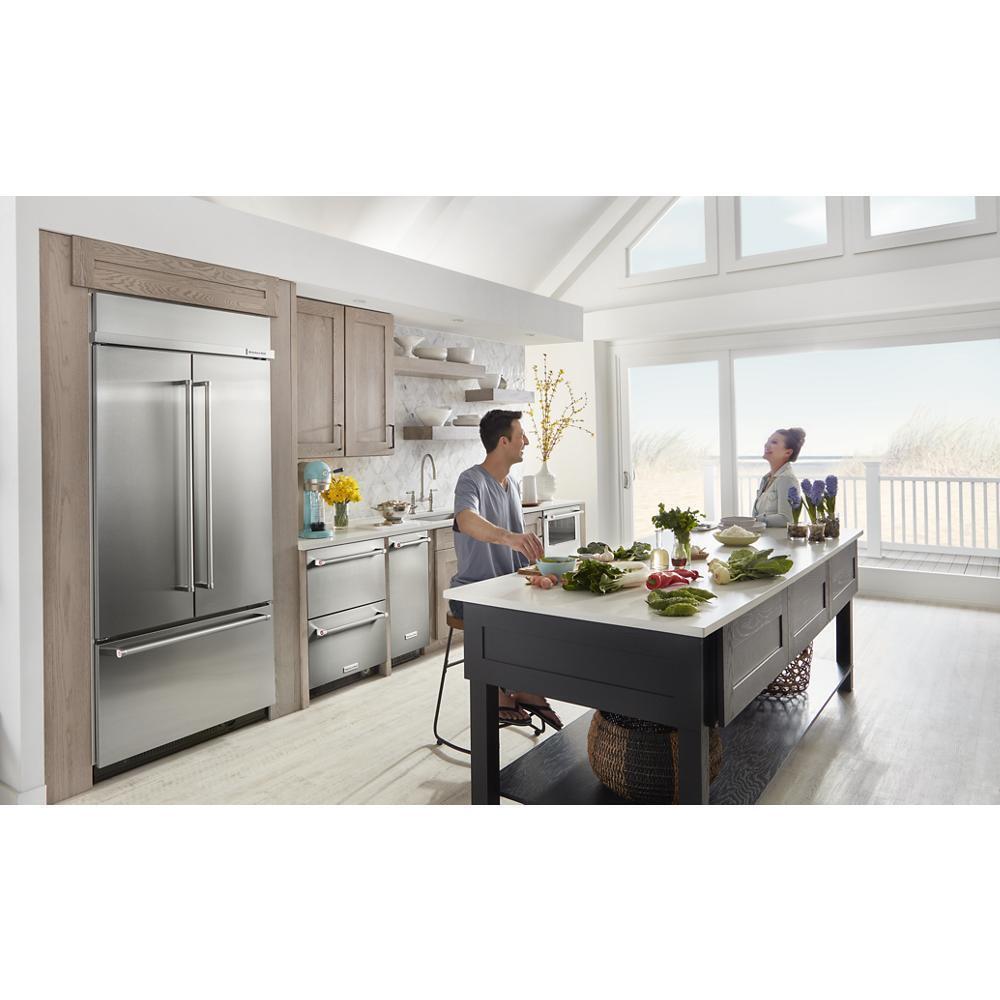 Kitchenaid KBFN506ESS 20.8 Cu. Ft. 36" Width Built In Stainless Steel French Door Refrigerator with Platinum Interior Design