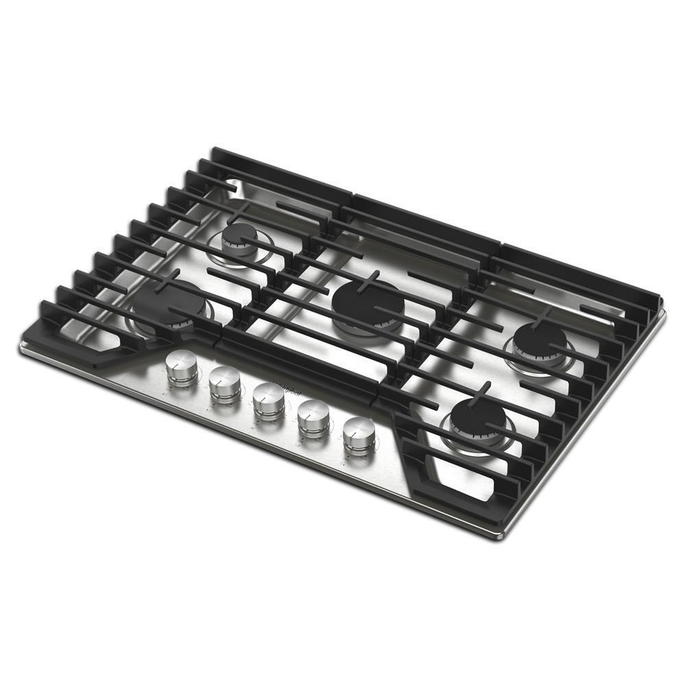 Whirlpool WCGK7030PS 30-inch Gas Cooktop with 5 Burners and EZ-2-Lift™ Hinged Cast-Iron Grates