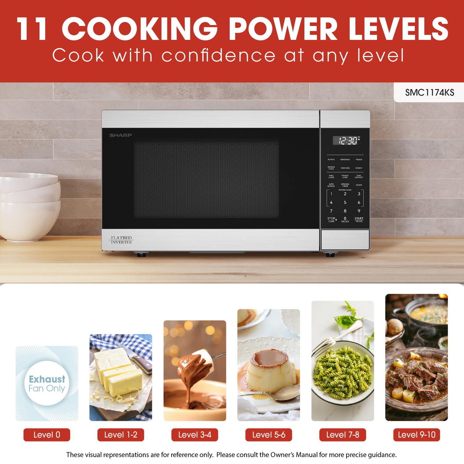 SMC1174KS Sharp 1.1 cu. ft. 1100W Flatbed Countertop Microwave Oven with Inverter Technology