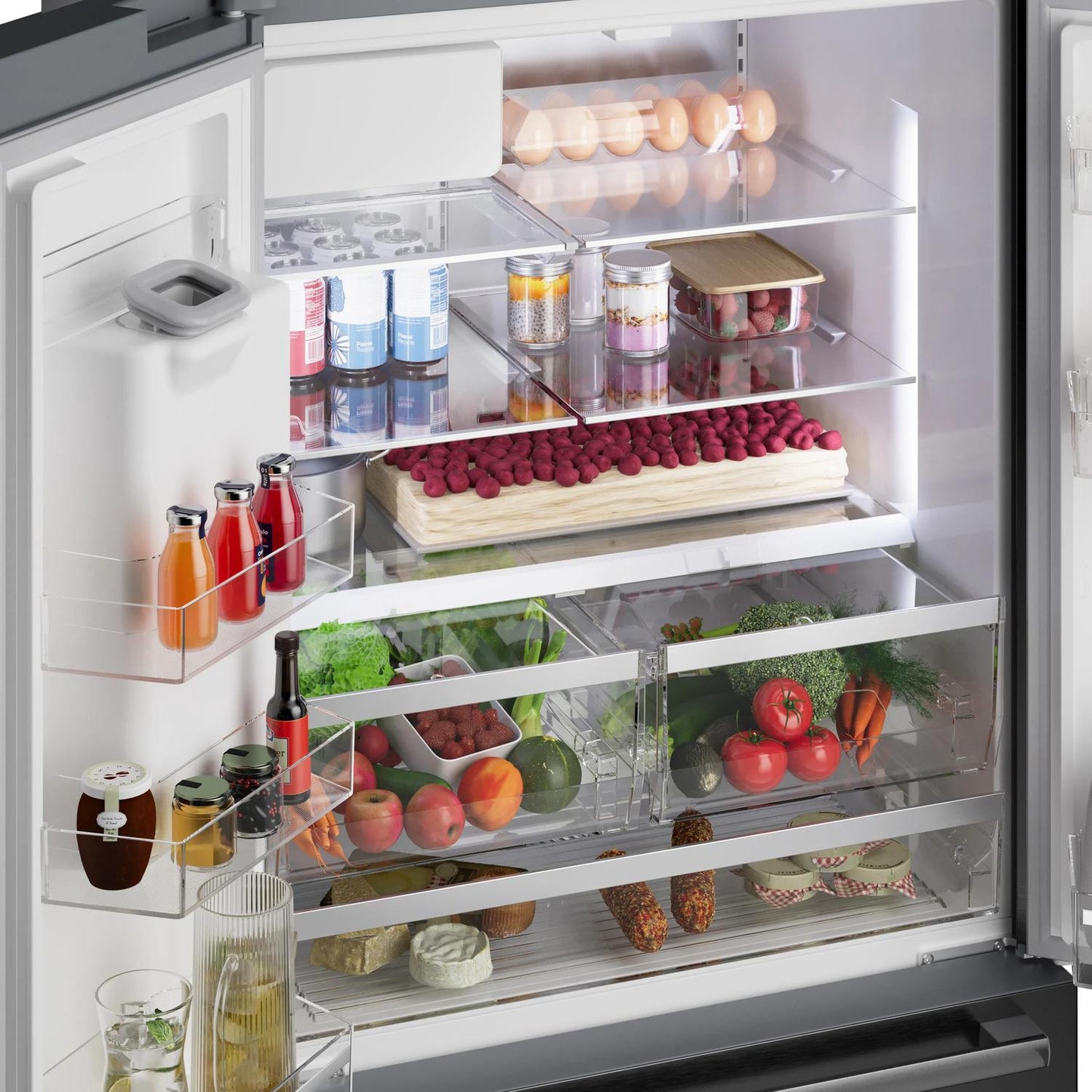 Bosch B36FD52SNB 500 Series, French Door Bottom freezer, multi door, 36'', Black inox-antifingerprint, Total No Frost