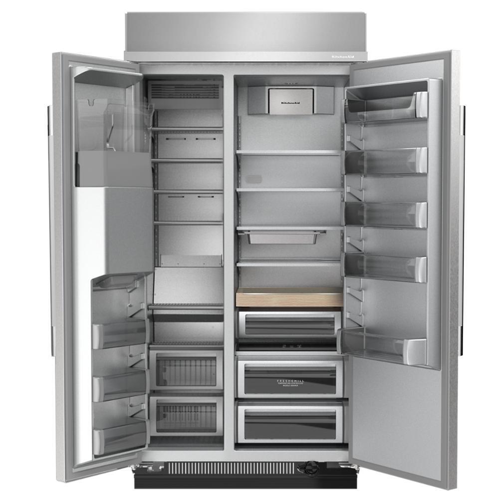 Kitchenaid KBSD748SPS 29.4 Cu. Ft. 48" Built-In Side-by-Side Refrigerator features Exterior Water and Ice Dispenser with Measured Fill