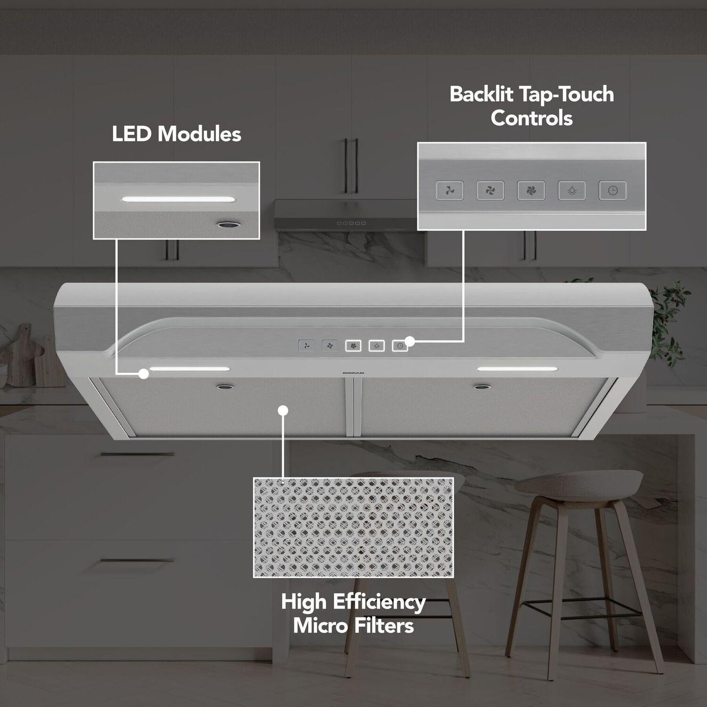 Broan ALT2303SS Alta 30-Inch 350 MAX Blower CFM 1.5 Sones Stainless Steel Range Hood
