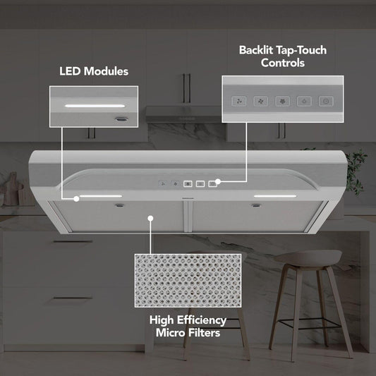 Broan ALT2303SS Alta 30-Inch 350 MAX Blower CFM 1.5 Sones Stainless Steel Range Hood