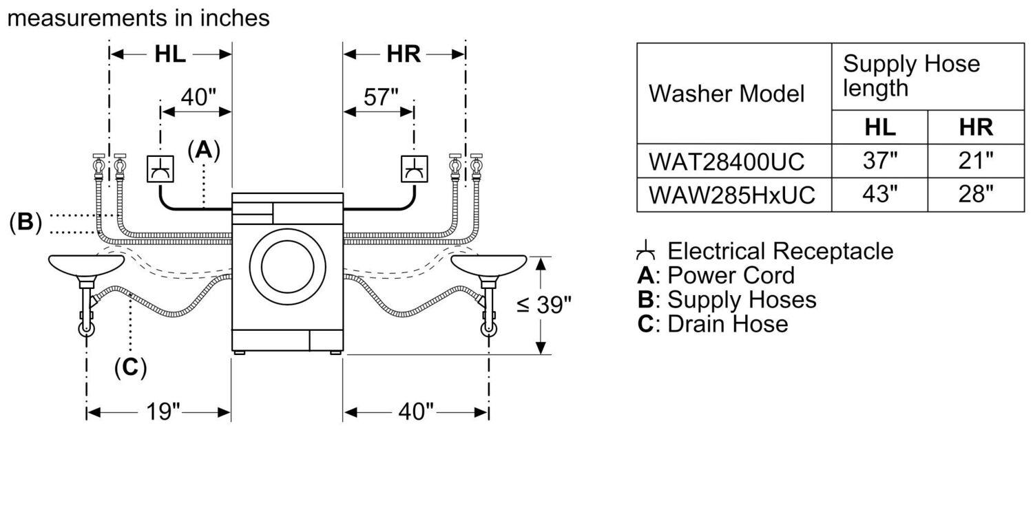 Bosch 800 Series Compact Washer 1400 rpm WAW285H2UC