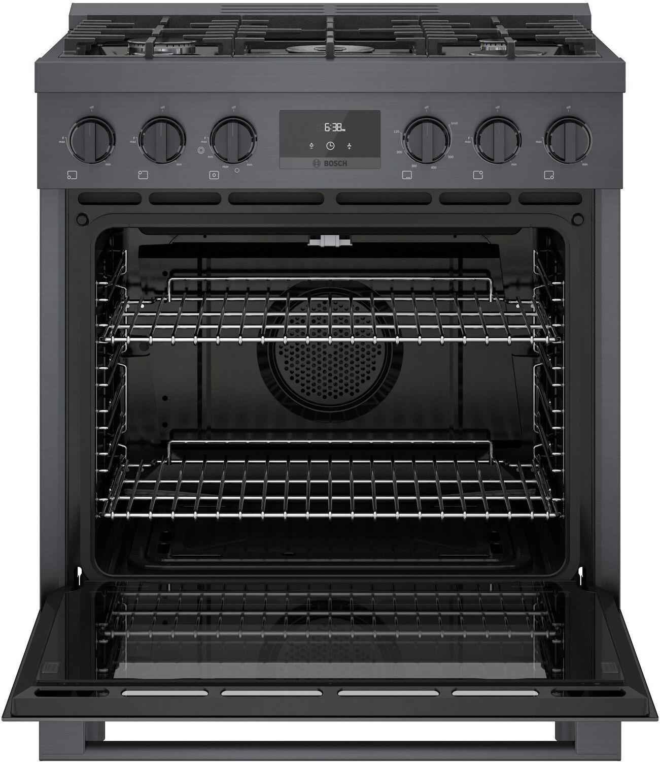 Bosch HGS8045UC 800 Series, Gas freestanding range, 30'', Black stainless steel