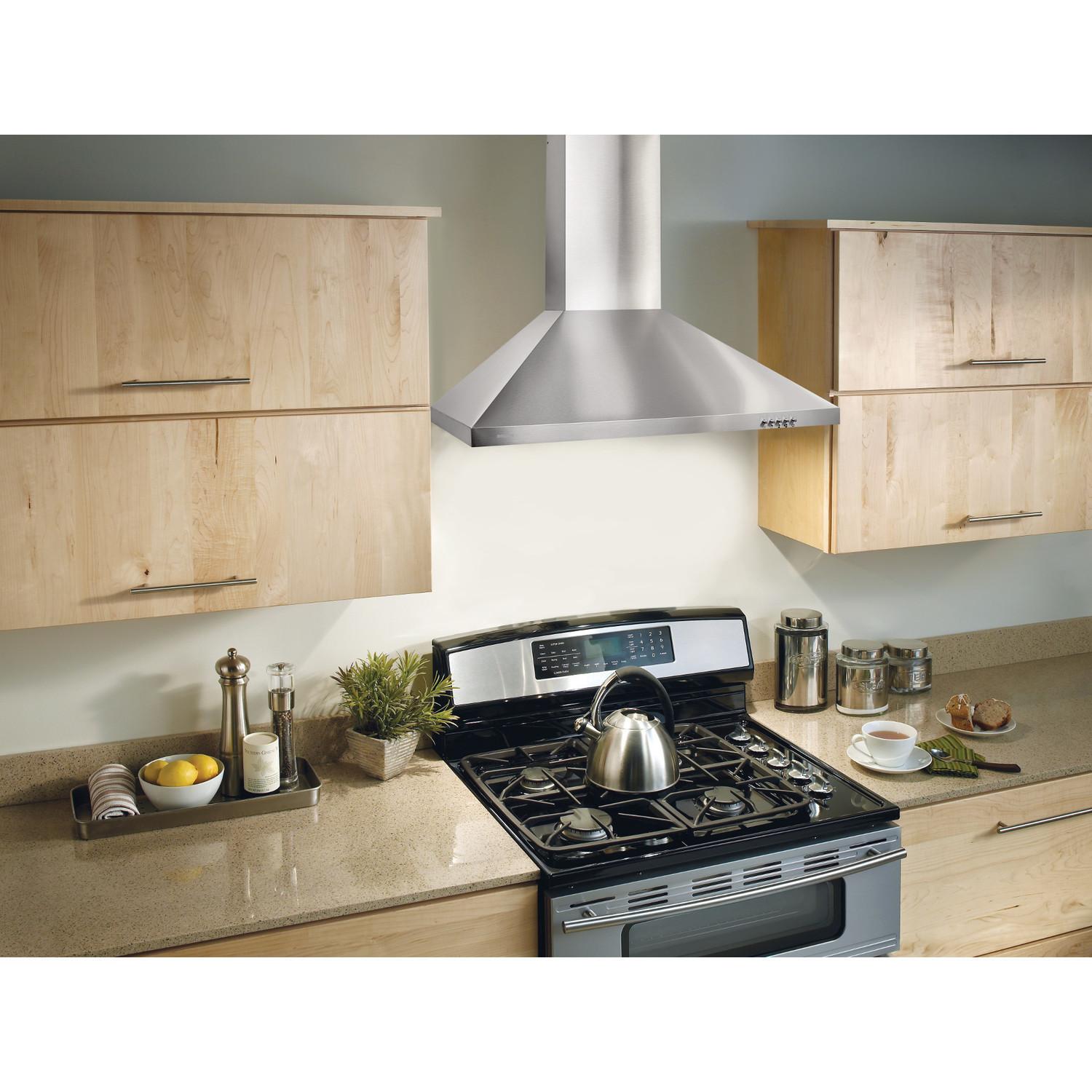 BW5030SSL Broan® 30-Inch Convertible European Style Wall-Mounted Chimney Range Hood, 380 MAX Blower CFM, Stainless Steel LED Light