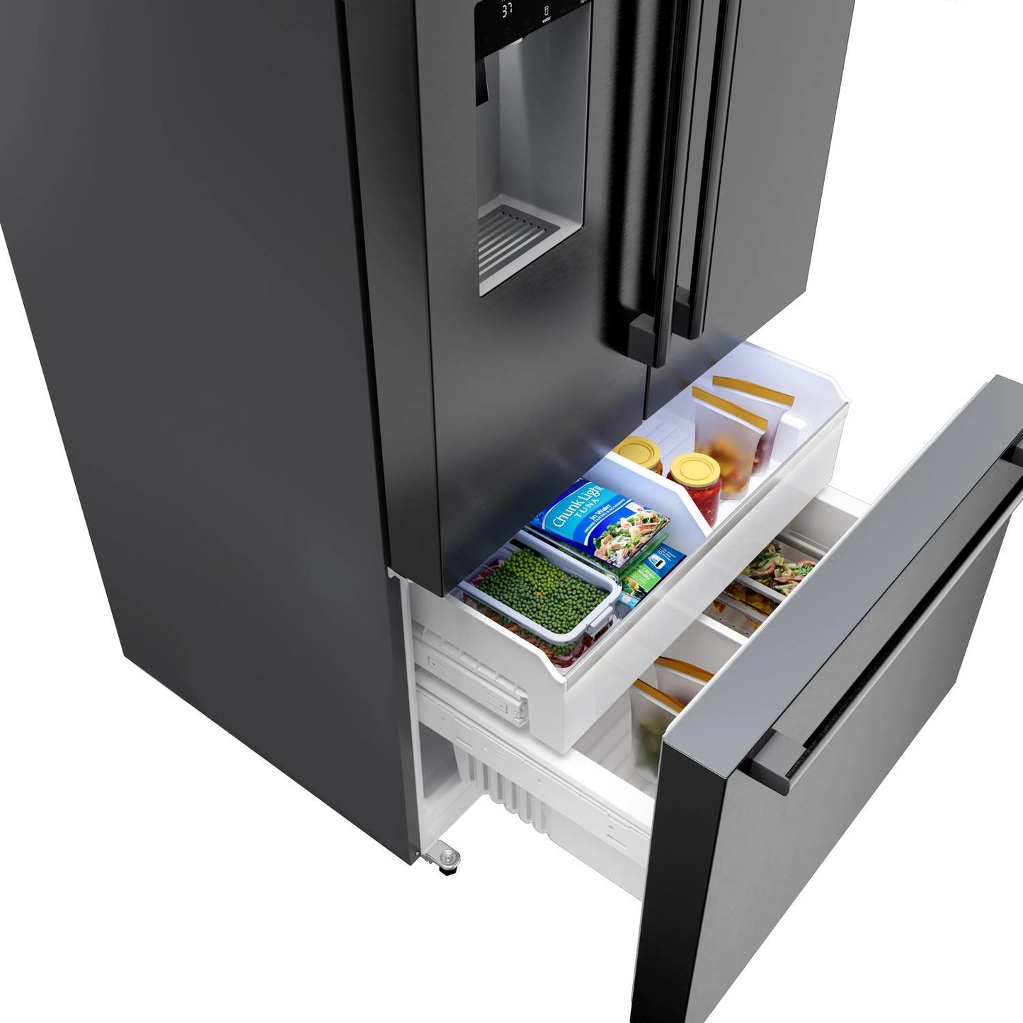 Bosch B36FD52SNB 500 Series, French Door Bottom freezer, multi door, 36'', Black inox-antifingerprint, Total No Frost