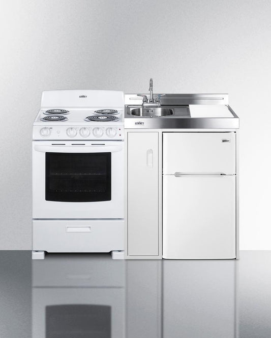 Summit ACK54COILW 54" Wide All-in-one Kitchenette With Electric Coil Range