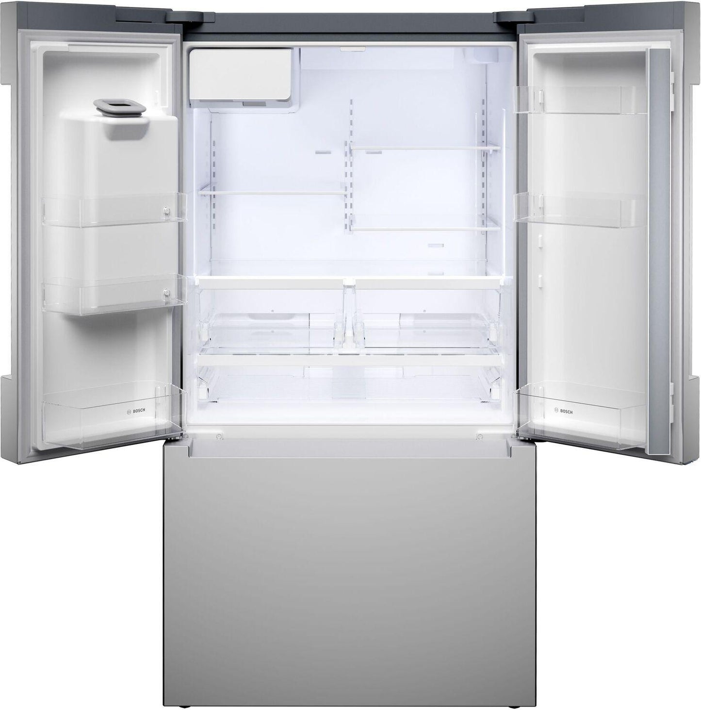Bosch B36FD10ENS 100 Series, French Door Bottom freezer, multi door, 36'', Brushed steel (with anti-fingerprint), Total No Frost