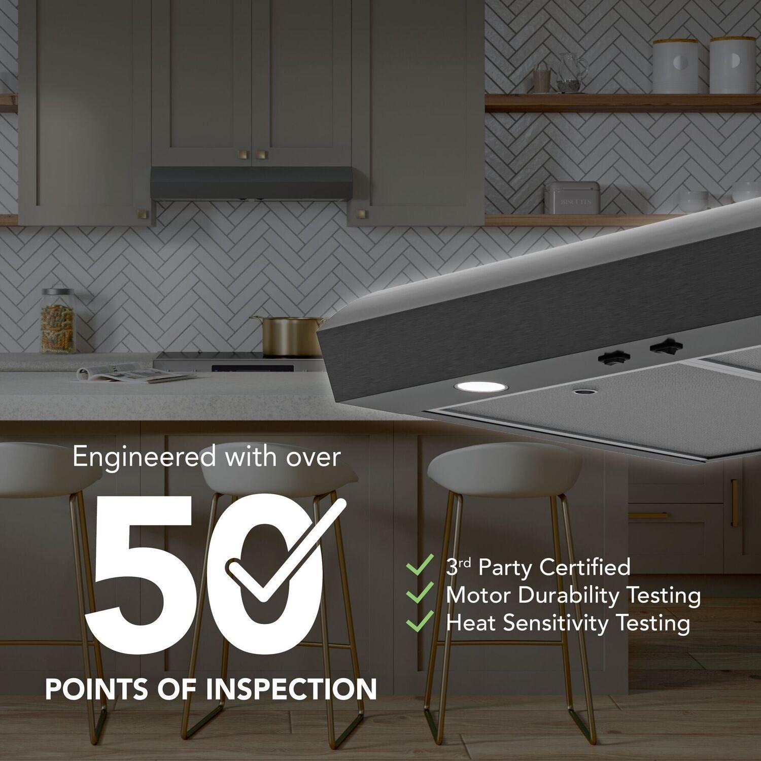 MTR1303BLS Broan-NuTone 30-Inch Under Cabinet Range Hood, ENERGY STAR, 350 Max Blower CFM, Black Stainless Steel
