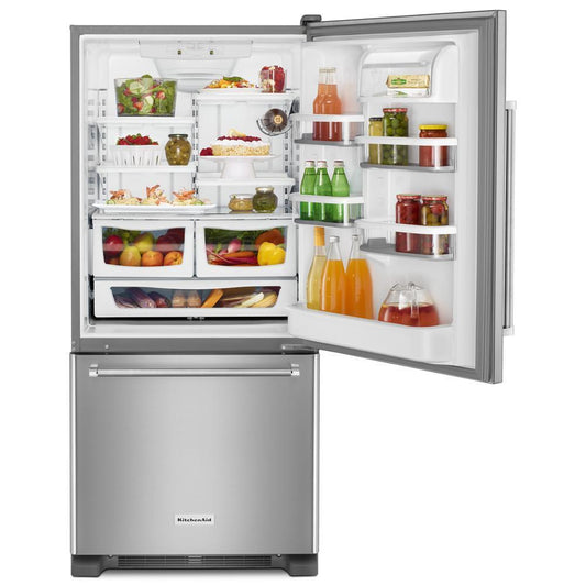 Kitchenaid KRBR109ESS 19 cu. ft. 30-Inch Width Full Depth Non Dispense Bottom Mount Refrigerator